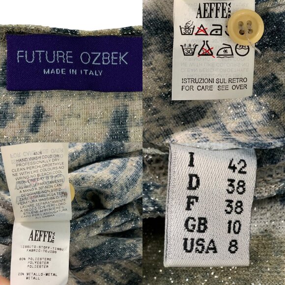 Future Ozbek Cardigan Sweater 42 US/8 Long Sleeve Button Front Shiny Knit Italy - Picture 4 of 12